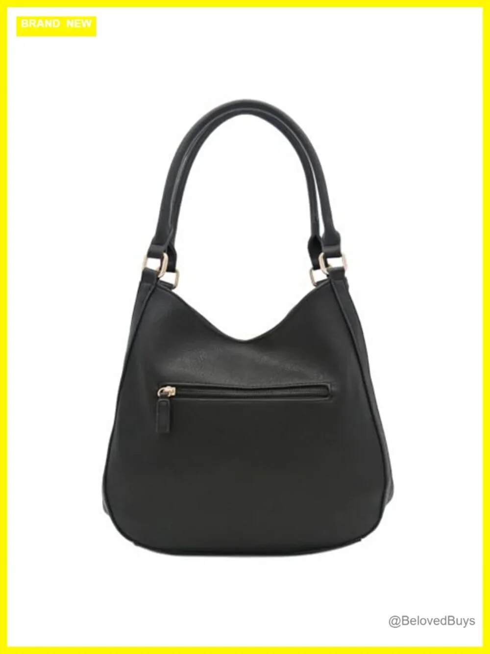 Faux Leather Lightweight Hobo Bag 3 Compartments Gold Hardware